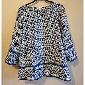 LILA ROSE~Lrg Paisley boho shirt with roll up sleeves, travel friendly, flowing